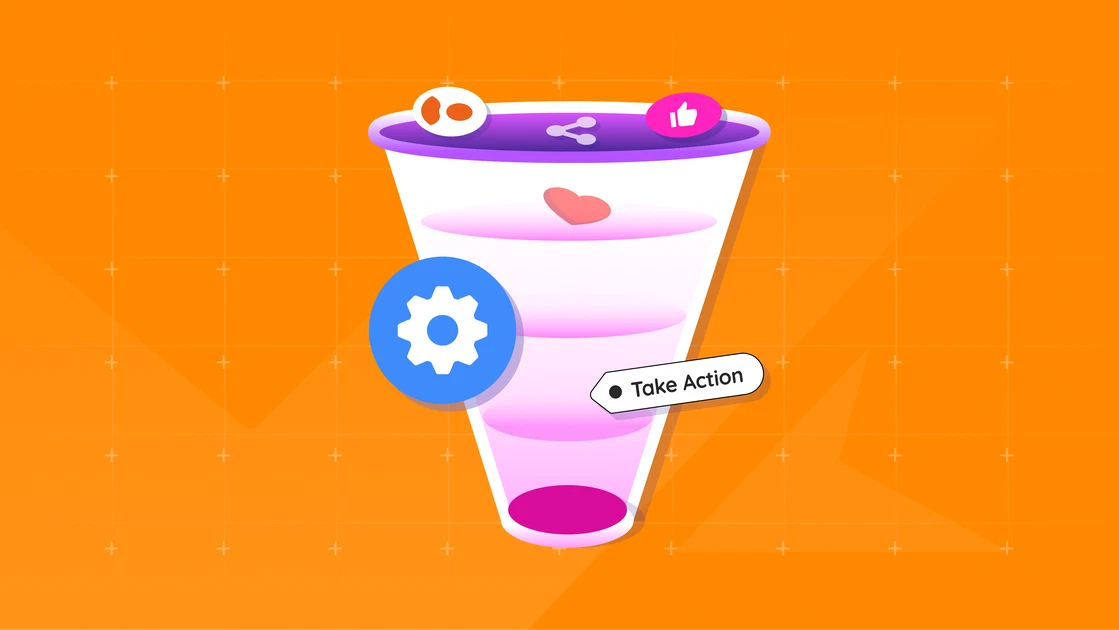 Illustration of a marketing funnel and its stages.